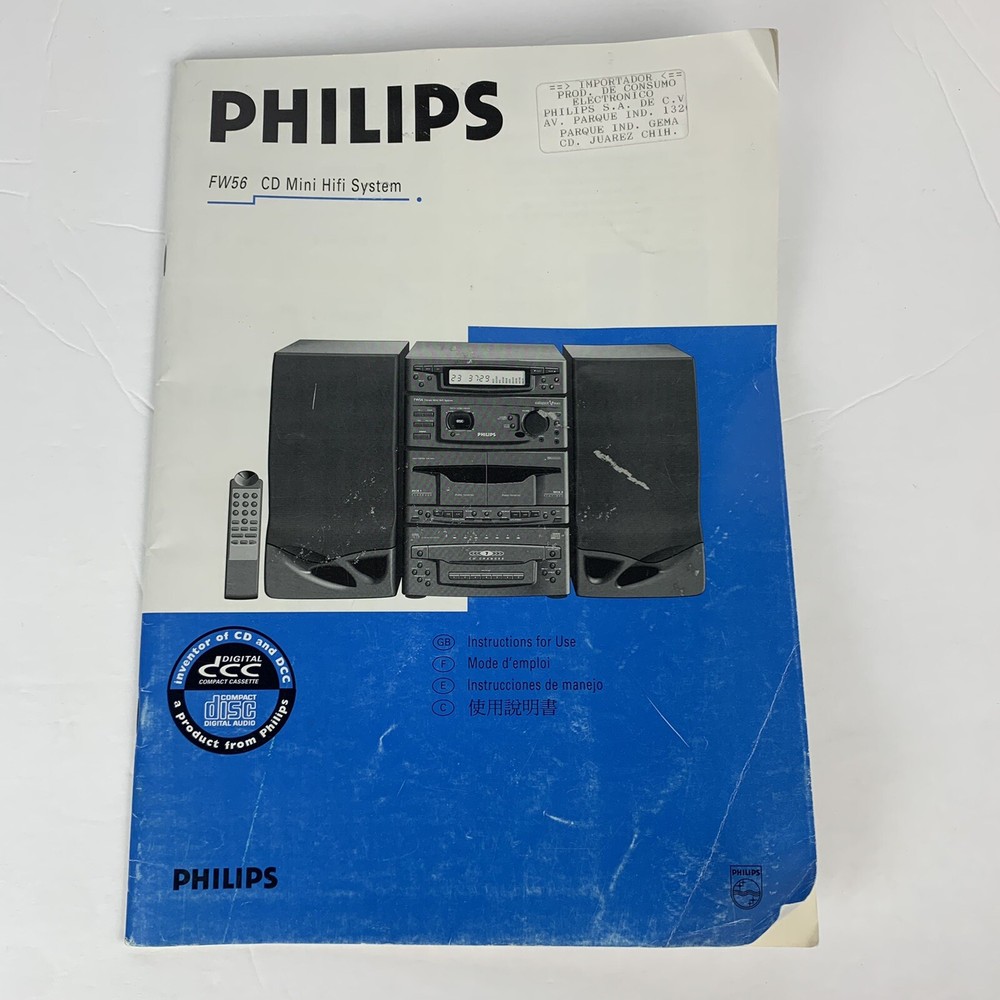 Philips FW56 CD Mini Hifi Stereo System Instruction Manual Booklet
