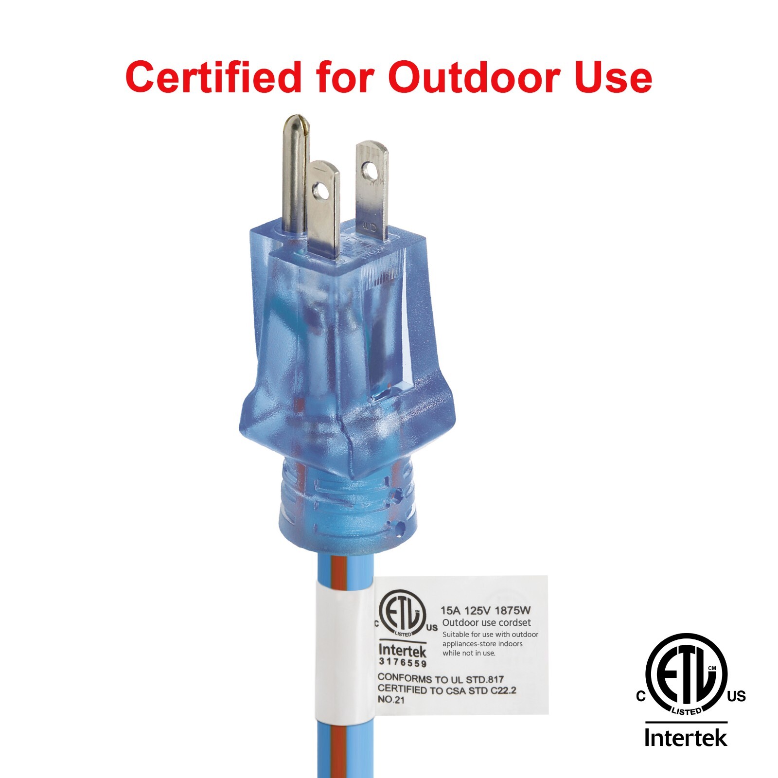 CP 50 ft 14/3 SJEOW TPE Rubber Heavy Duty Extension Cord, Blue & Orange, CP10088