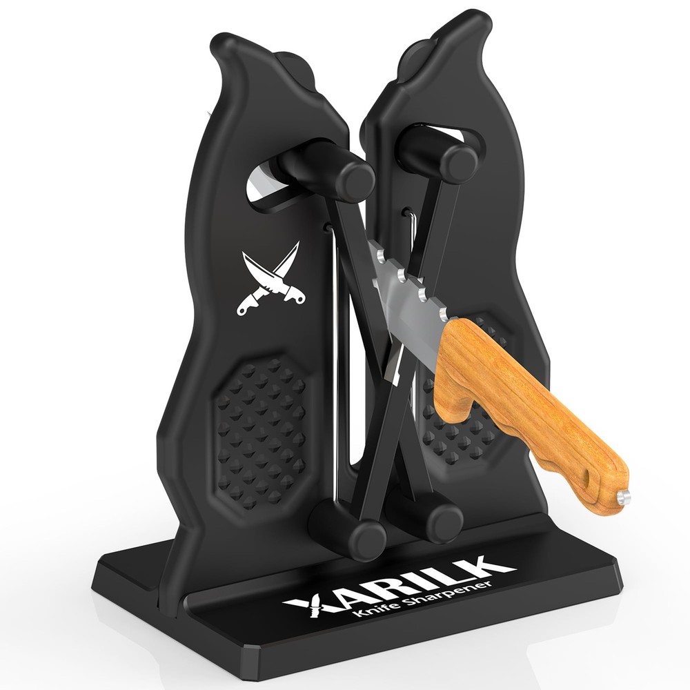 Edge Kitchen Knife Sharpener – Pull-Through Manual Sharpener with Spring Arms...