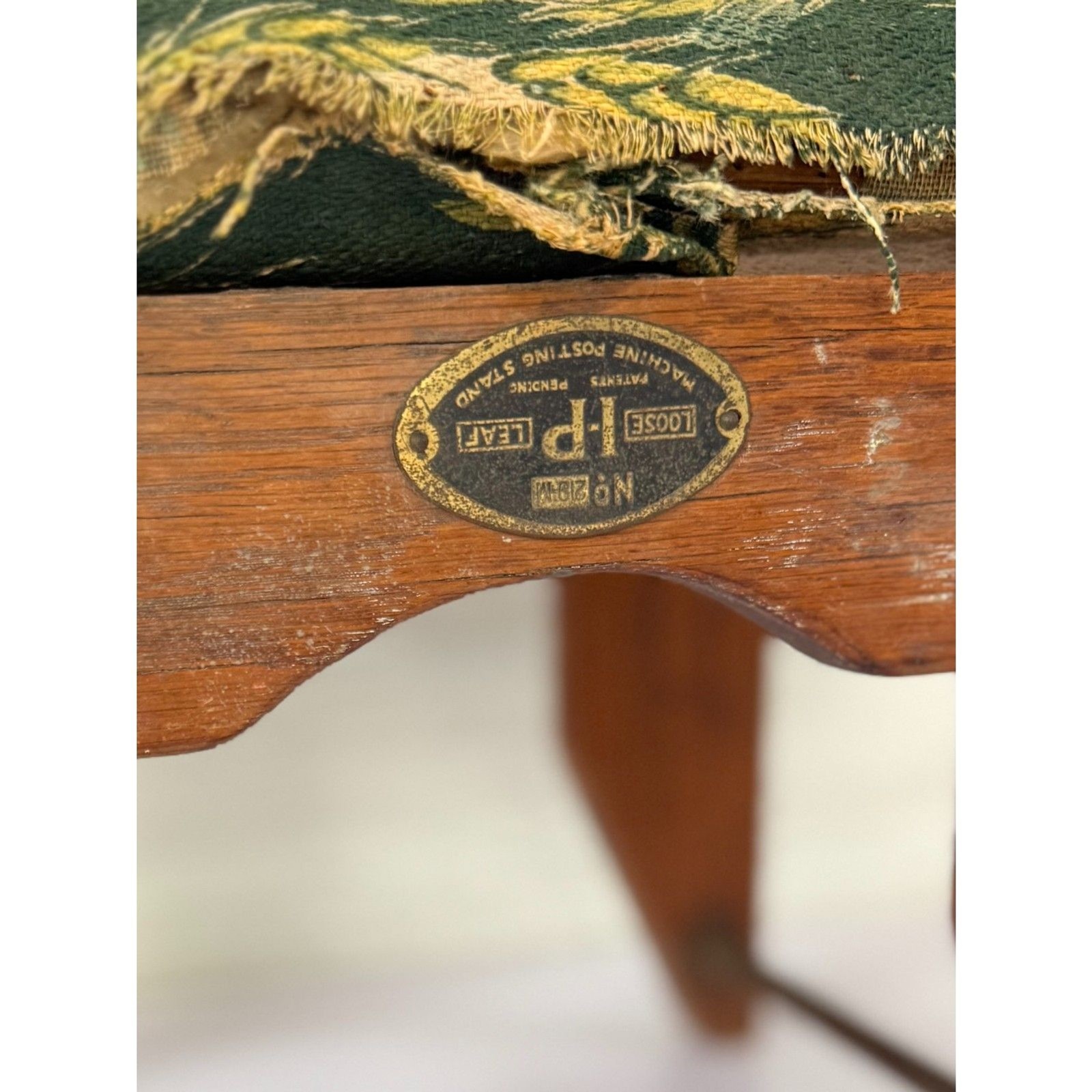 Antique Loose Leaf Footstool with Equestrian Tapestry