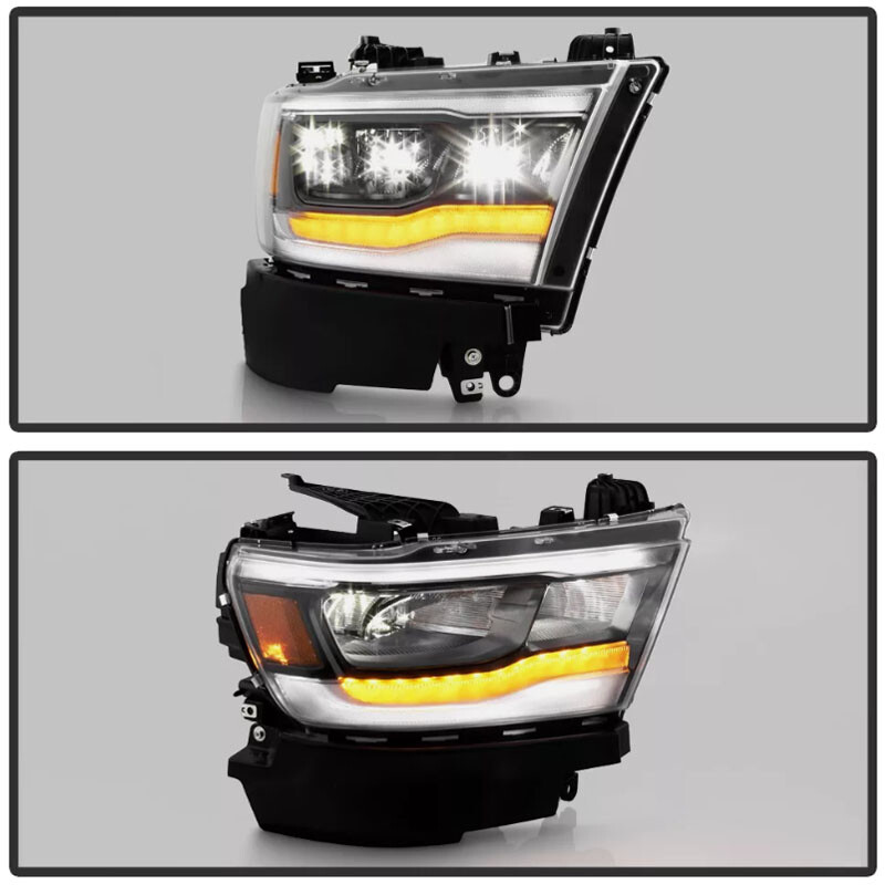 Passenger For Dodge RAM 1500 2019 2021-2023 Full LED DRL Chrome Headlight Lamp