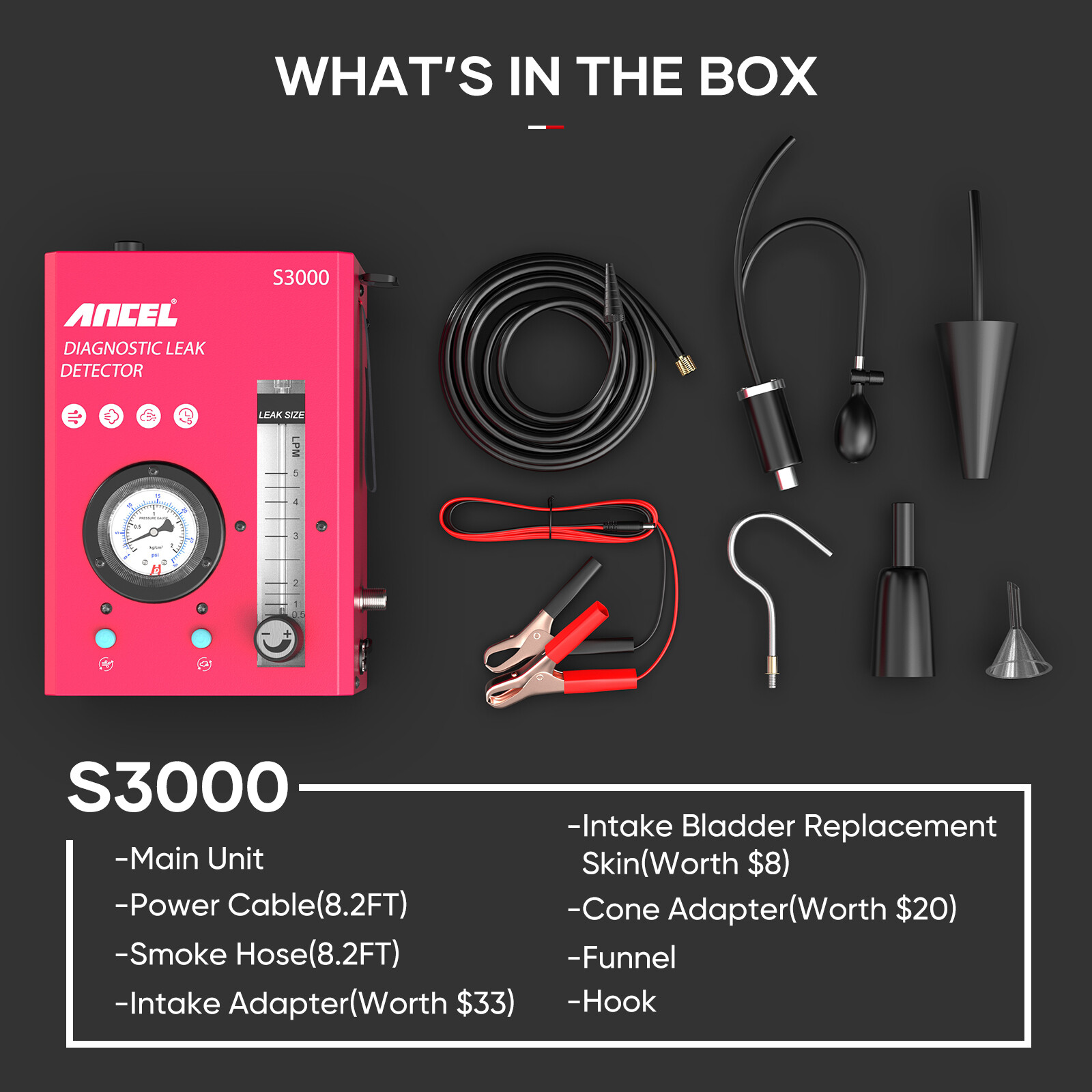 Ancel S3000 Automotive EVAP Smoke Machine Diagnostic Car Leak Detection Tester