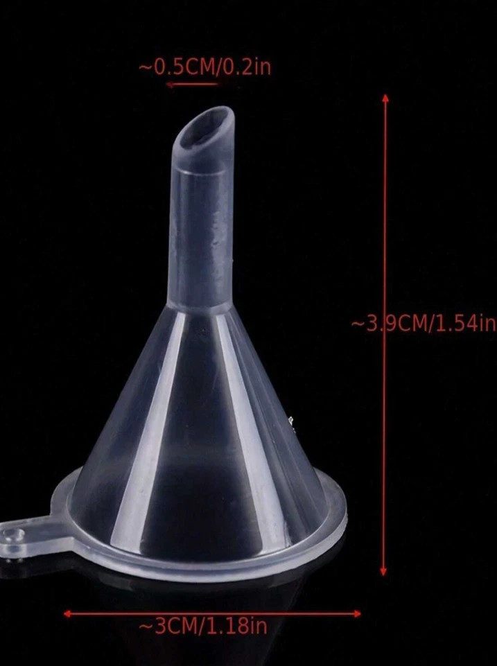 MINI CLEAR PLASTIC FUNNELS - NEW - 20 CT