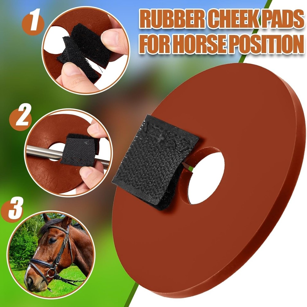4 Pcs Rubber Bit Guards for Horses Bit Cheek Guards with Hook and Loop Fasten...