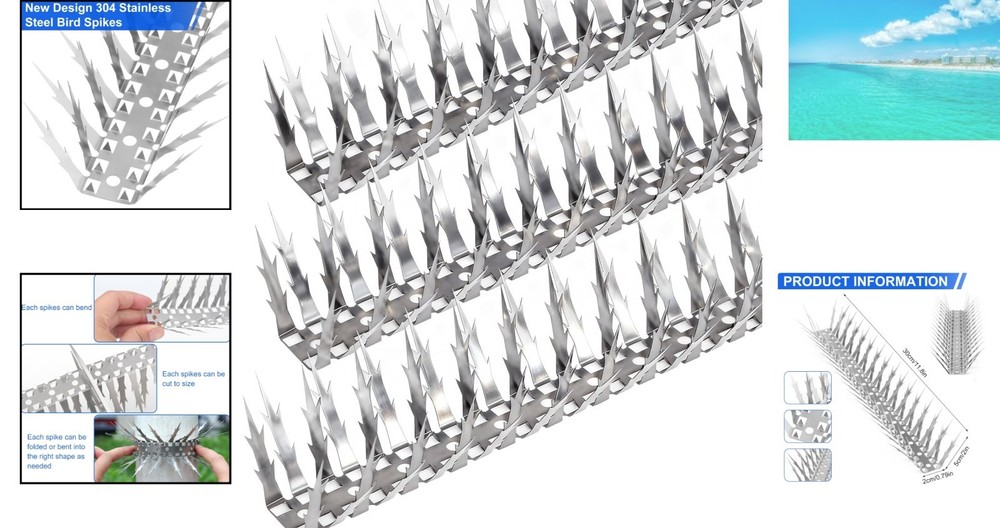 Durable 5FT Bird Deterrent Spikes for Pigeons & Squirrels - Weatherproof Design