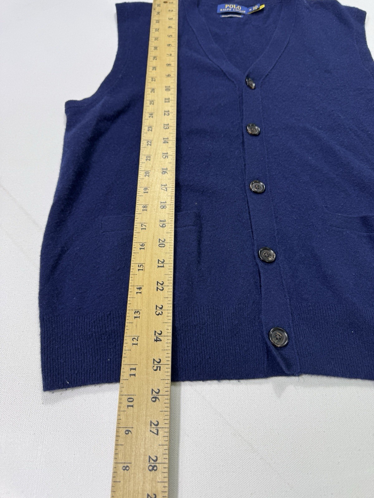 Polo Ralph Lauren Washable Cashmere Sweater Vest Button Navy Blue Men's Medium