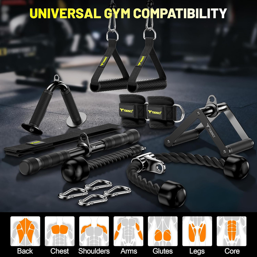 Cable Attachments Set for LAT Pulldown & Cable Machines - Home Gym Accessories