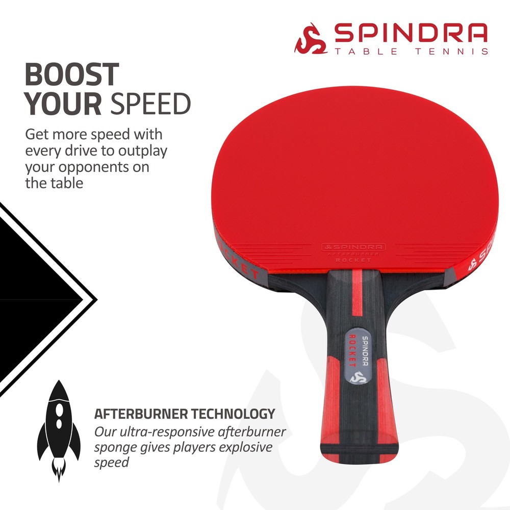 Spindra Rocket Performance Level Ping Pong Paddle, Intermediate/Advanced Tabl...