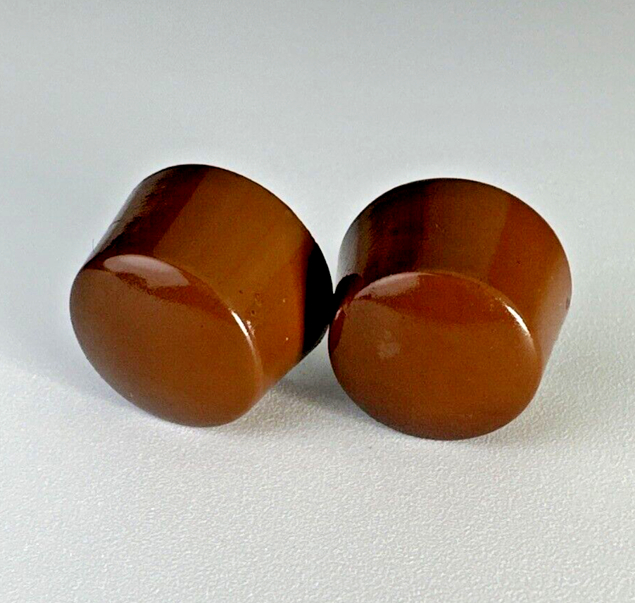 Midcentury Radio Knobs 2pc 1940s-50s Bakelite 1/4" D Shaft Original Authentic