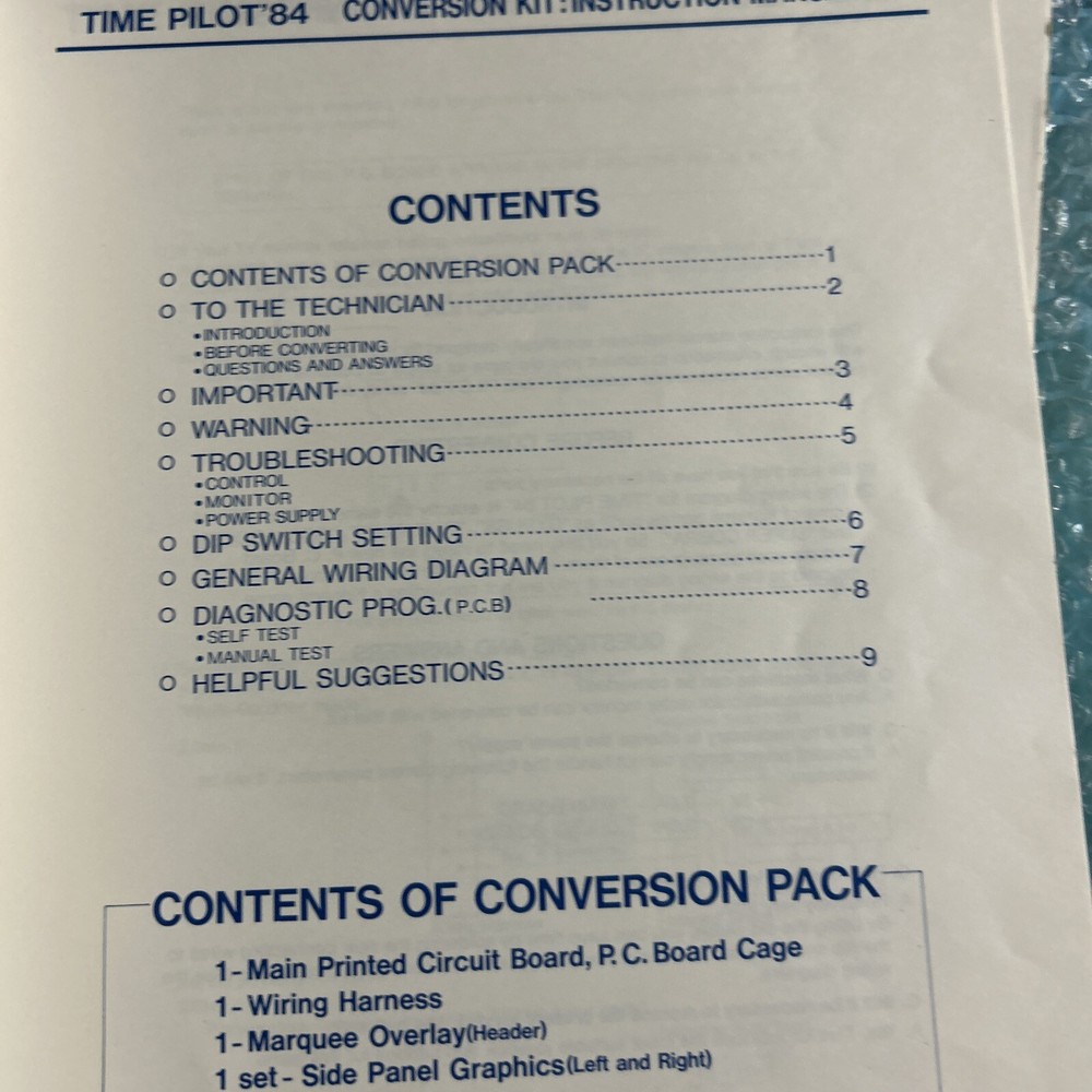 Original time 84 set Konami￼ ARCADE VIDEO GAME owners manual