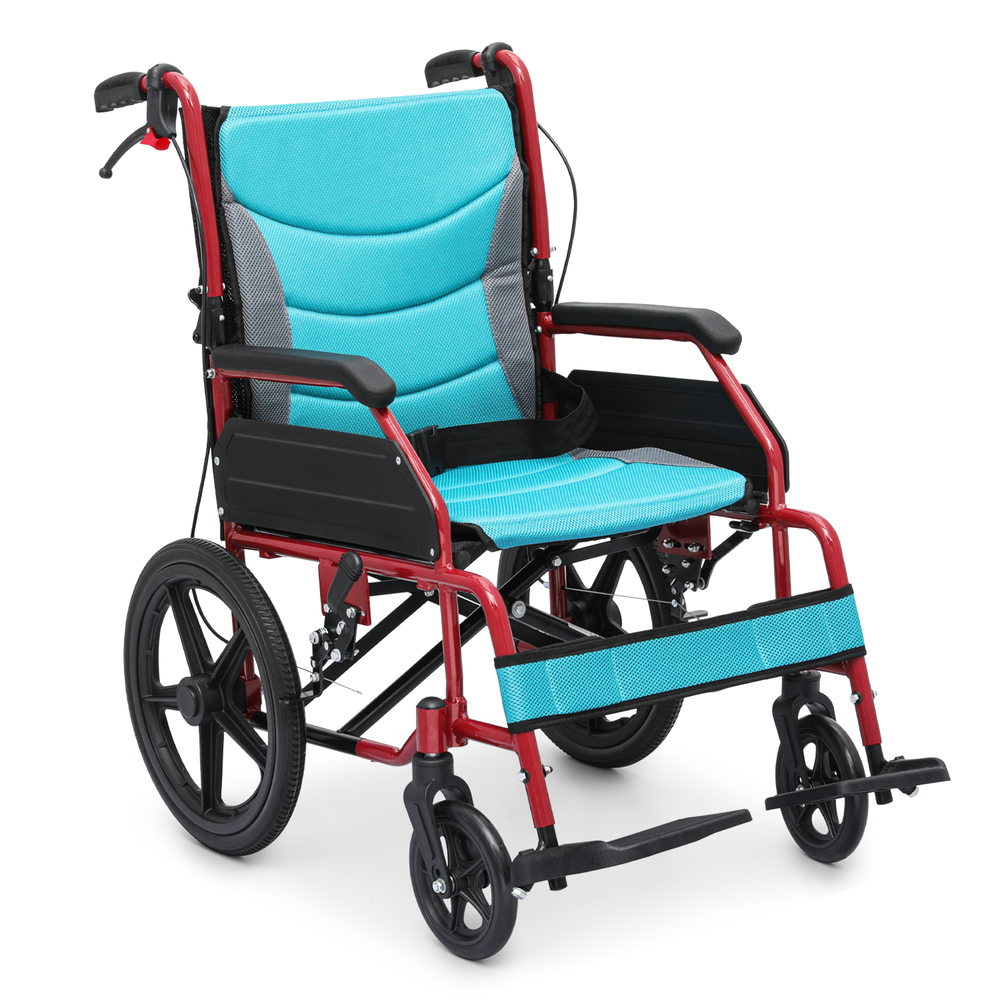 [FDA APPROVED]Folding Lightweight Transport Wheelchair w/Solid Wheels&Handbrakes