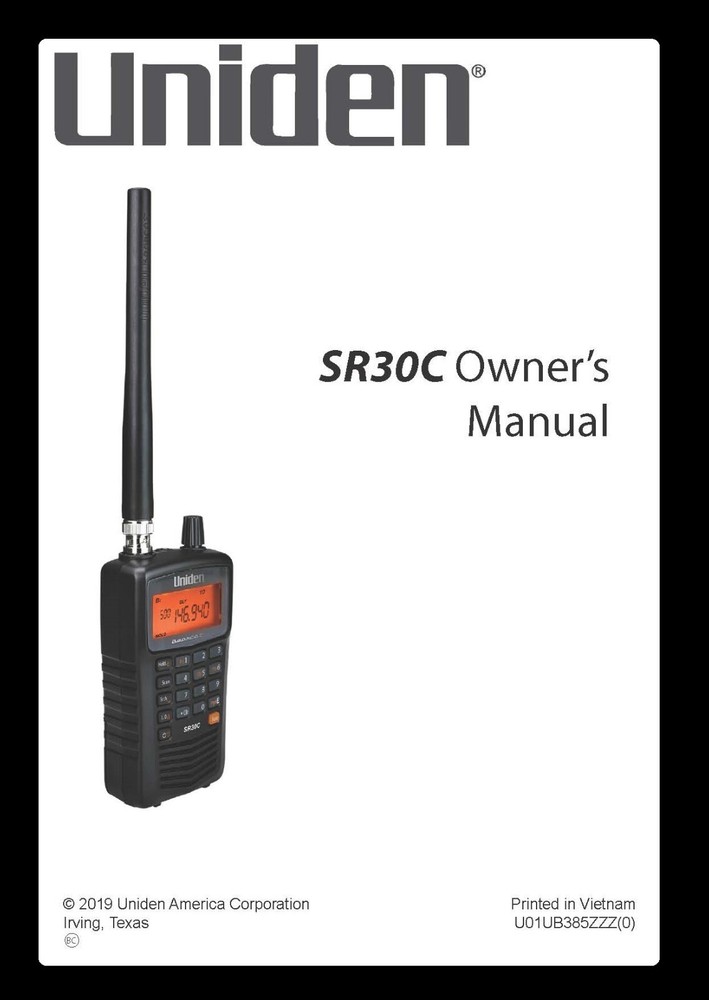 Uniden SR30C Instructions Operating Manual User Guide Coil Bound