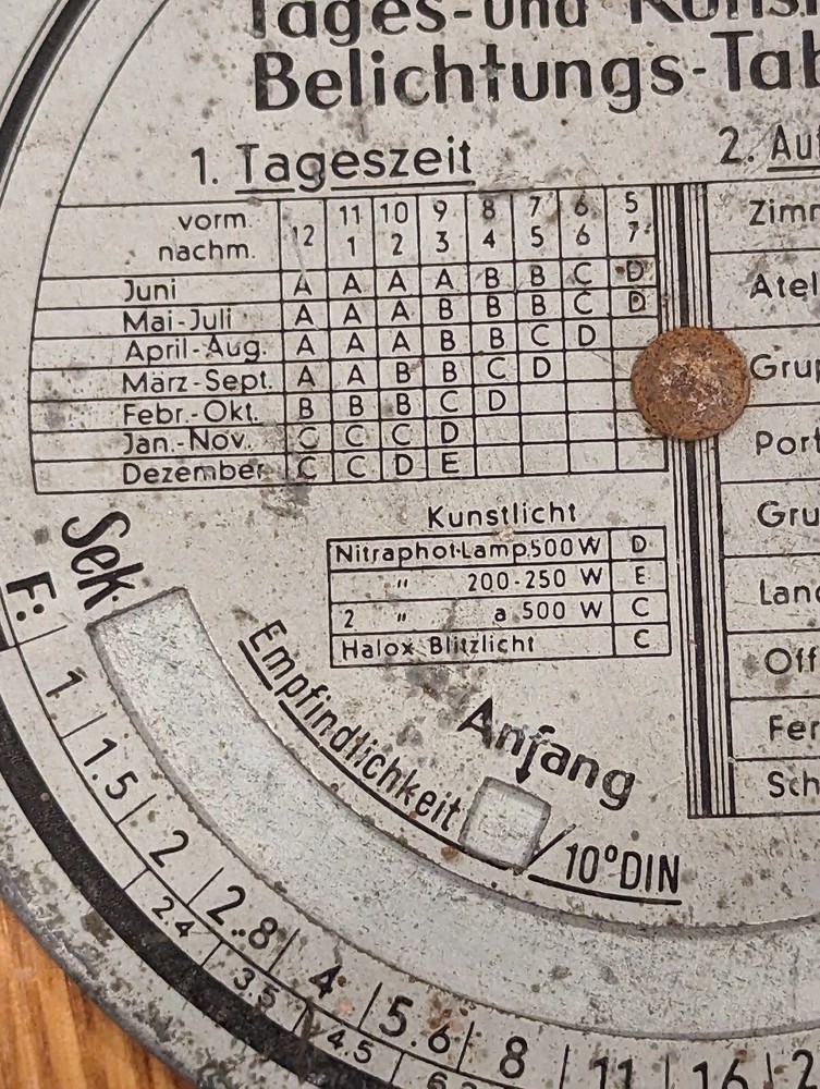WW2 Agfa Aperture Light Exposure Slide Table German Camera Daylight Meter Trophy