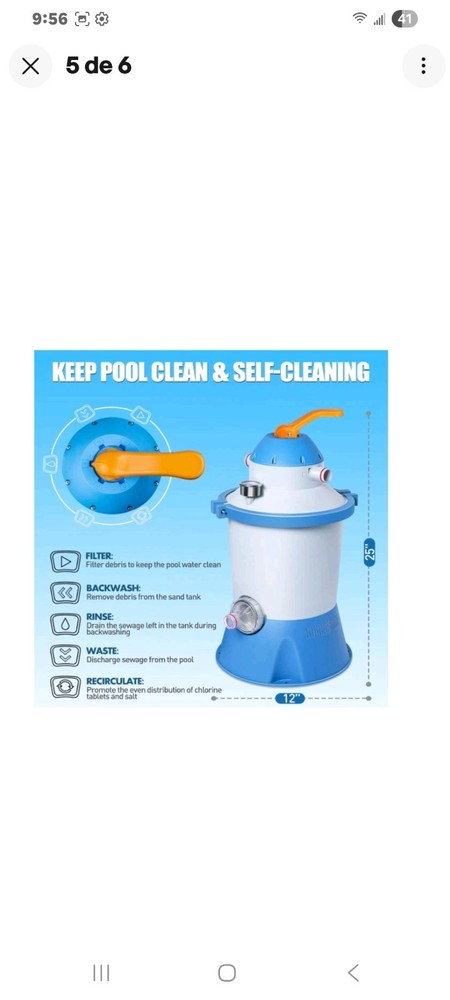 1000 GPH Pool Sand Filter Pump for above Ground Pools, Pool Sand Pump with Timer