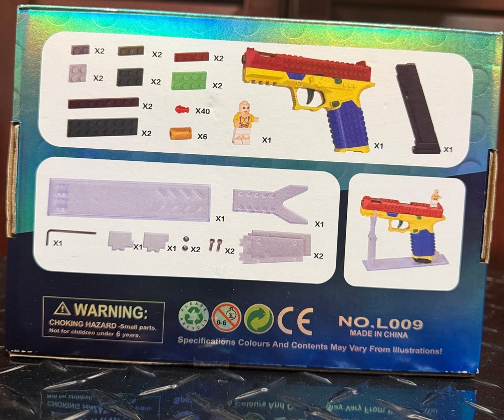 Building Block Pistol Shell Ejecting Continuous Firing Soft Bullet New Toy Gift
