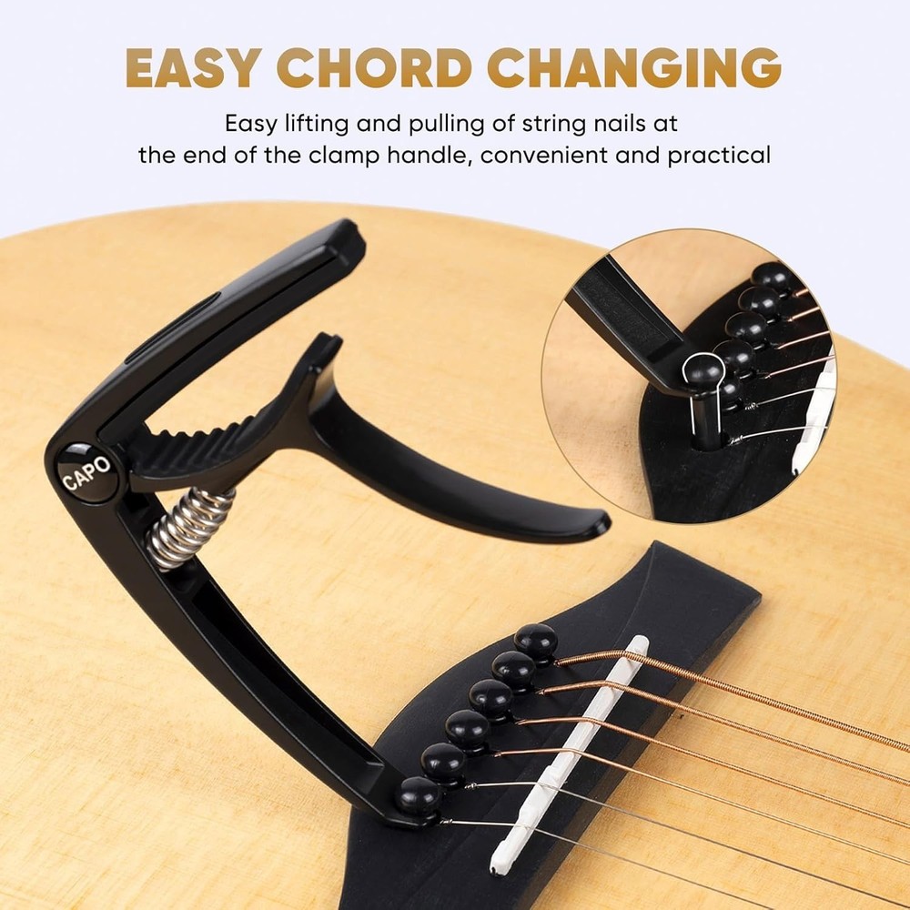 Universal 6-String Guitar Capo & Picks for Acoustic/Electric Performance