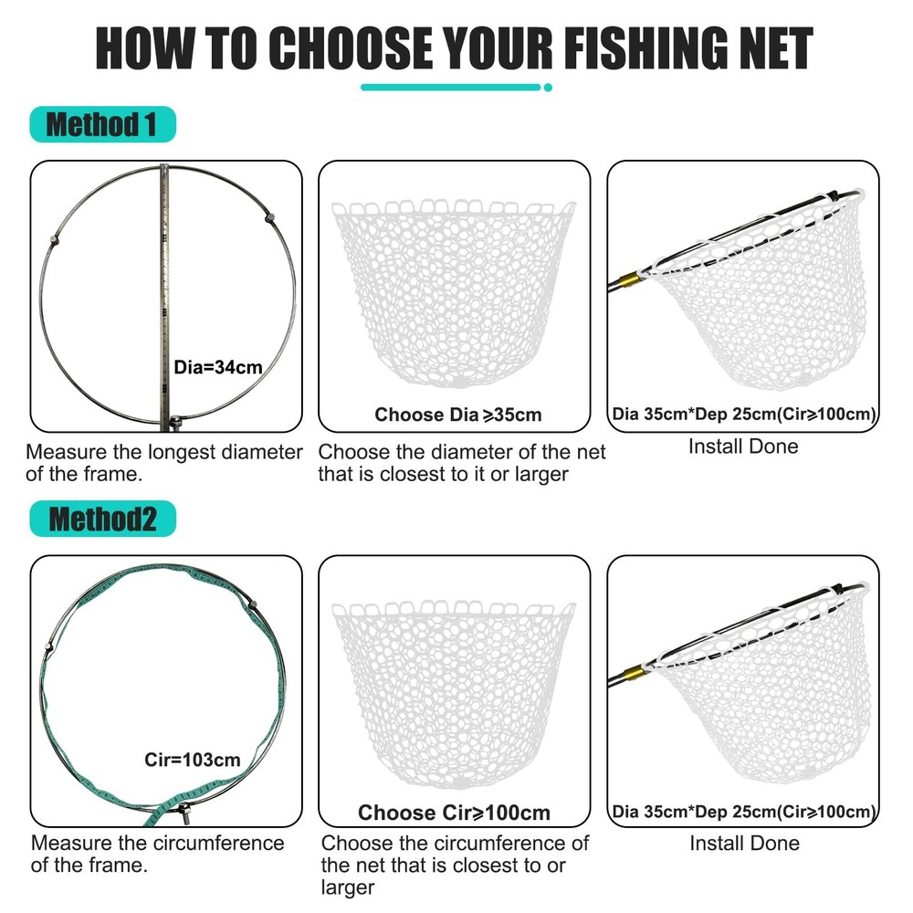 Fishing Landing Net Trout Net Replacement Netting with Rubber Mesh for