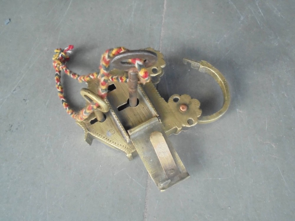 Vintage Brass Unique Shape 2 Key Engraved Handcrafted Pad Lock