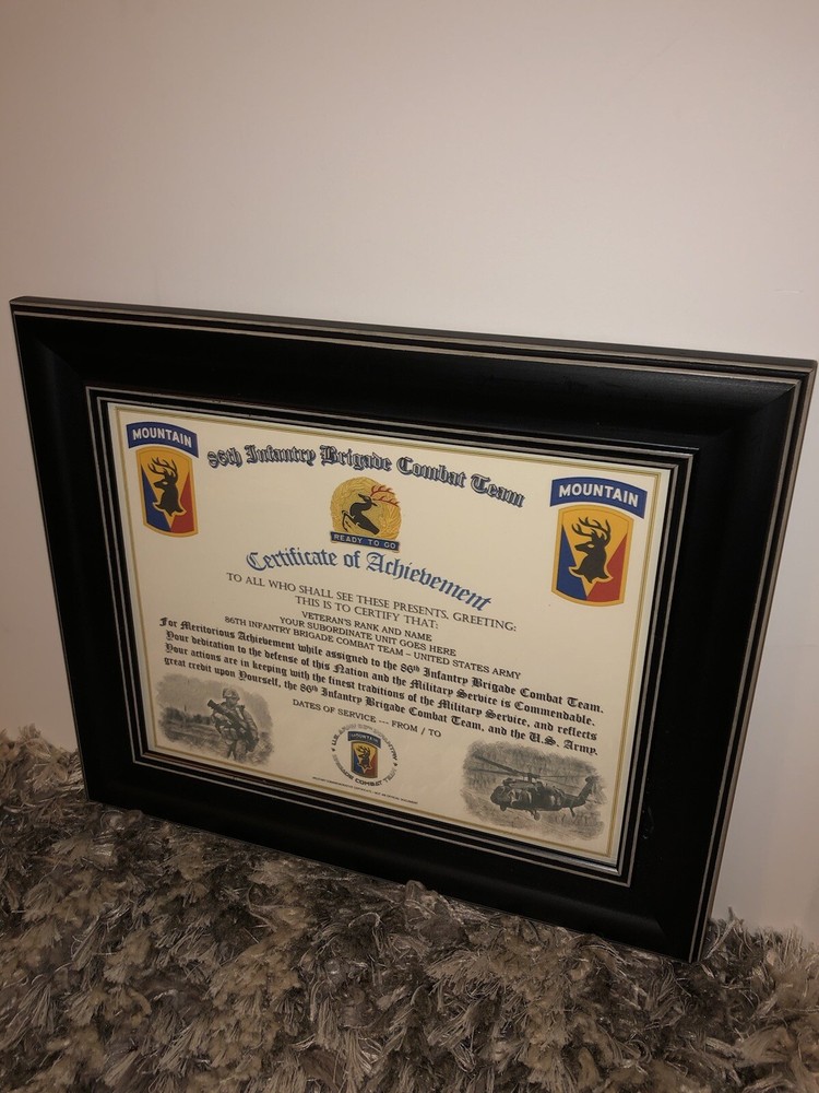 86TH INFANTRY BRIGADE COMBAT TEAM - COA / (COMMEMORATIVE CERTIFICATE)