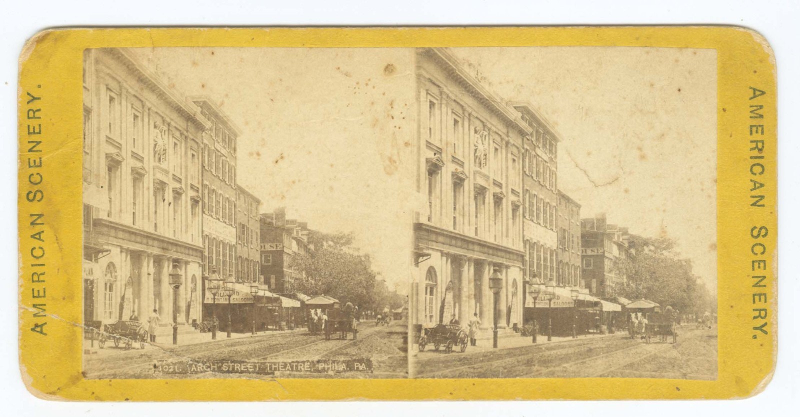G2226~ PHILADELPHIA – Arch St Theater c.1870s Stereoview – Has Corner Crease