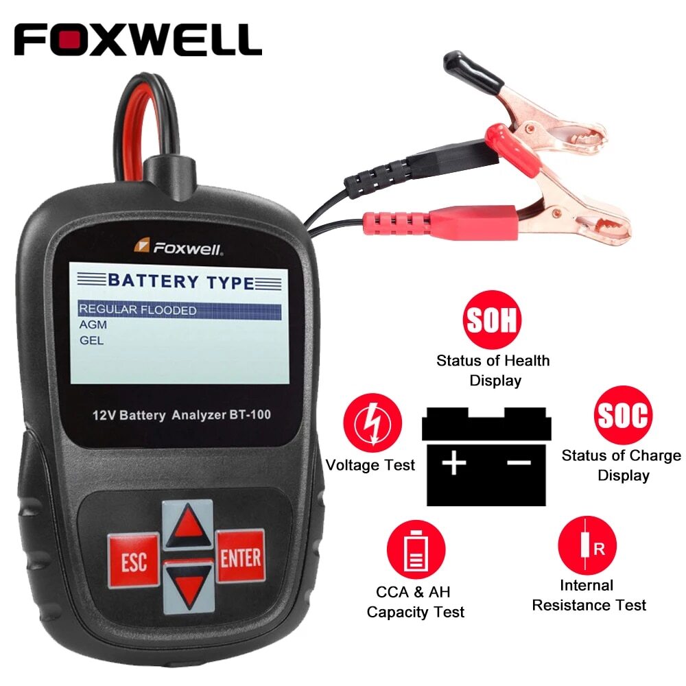 FOXWELL BT100 PRO 12V Car Battery Tester Digital Analyzer 100-1100CCA Cranking
