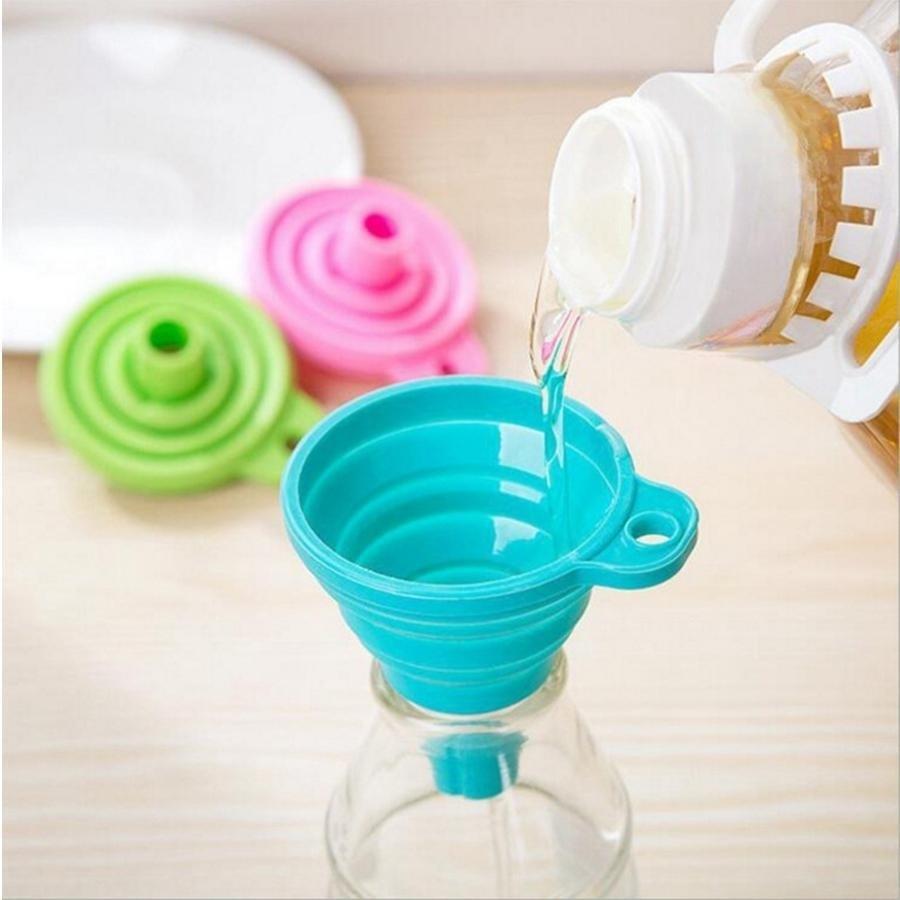 4 Foldable Silicone Funnel Set - Multi-Use Kitchen Funnels for Liquid Transfer