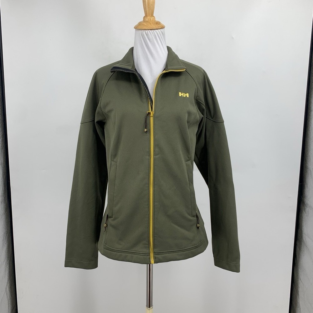 Helly Hansen Jacket Womens M Medium Avocado Zip Up Long Sleeve Softshell Outdoor