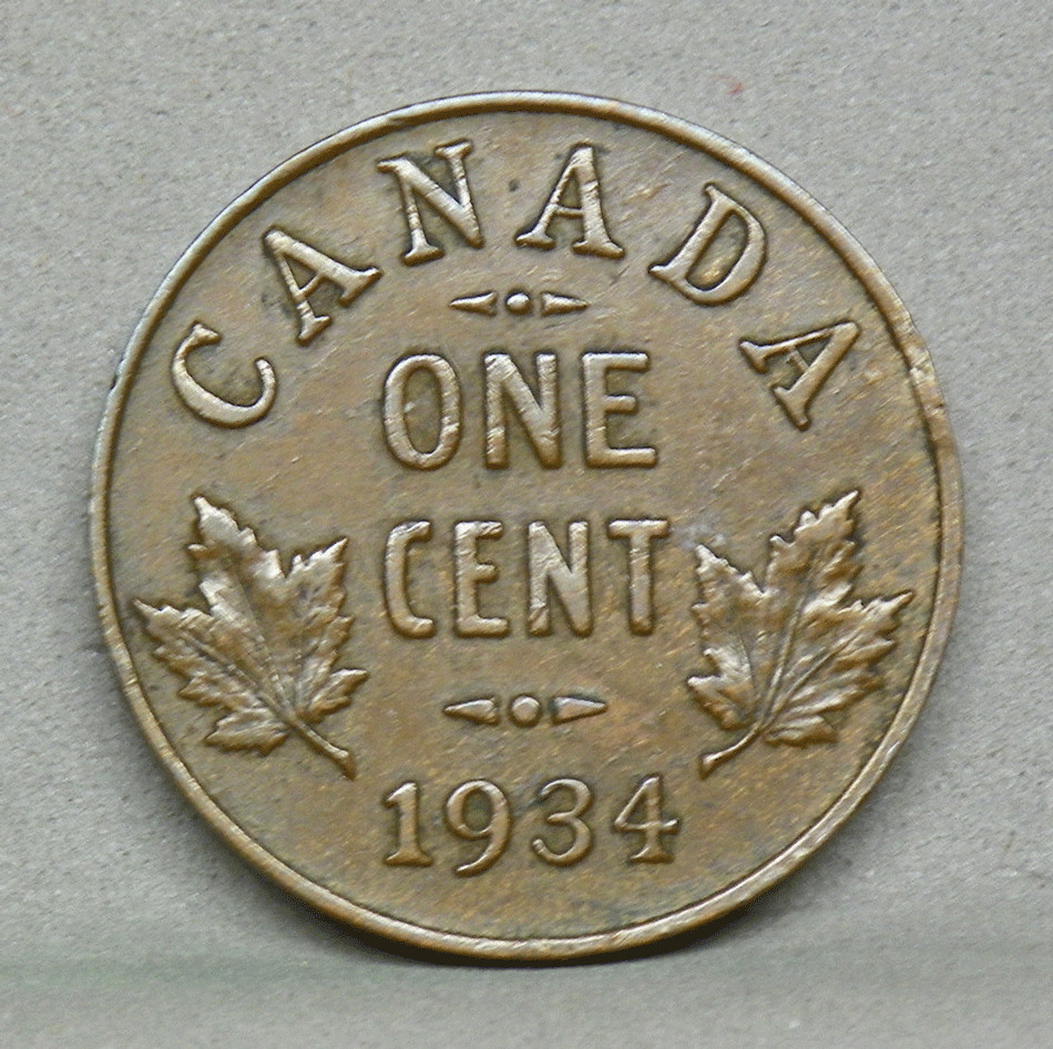 CANADA 1934 1 Cent, VF-XF