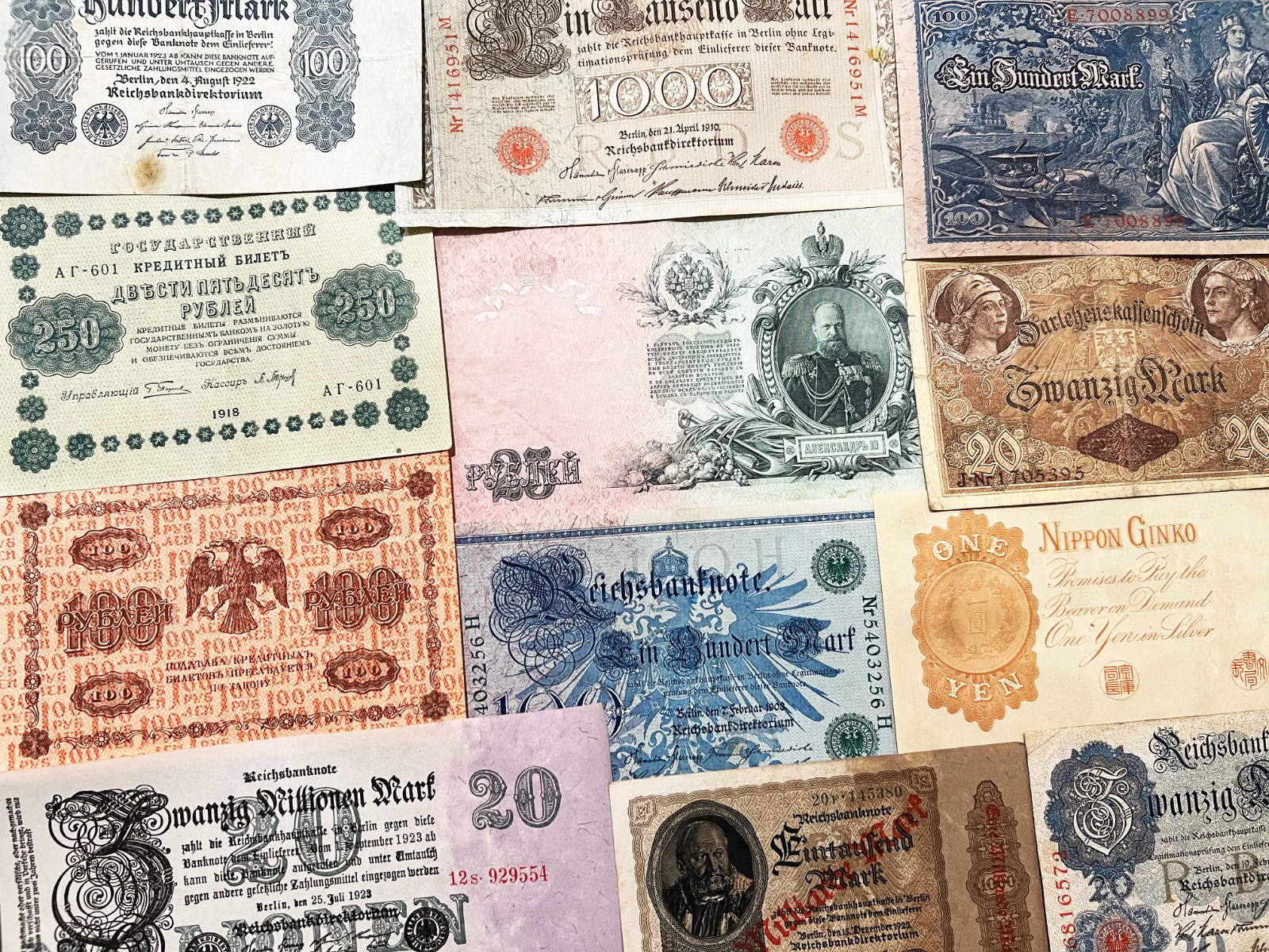 100+ Year Old Banknotes & Modern World Paper Money 27 Note Lot Set Currency Cash