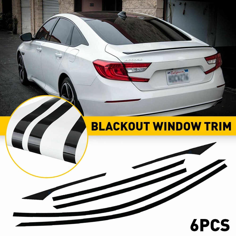 6x Chrome Delete Blackout Window Trims For Honda Accord 2018-2020 - Glossy Black