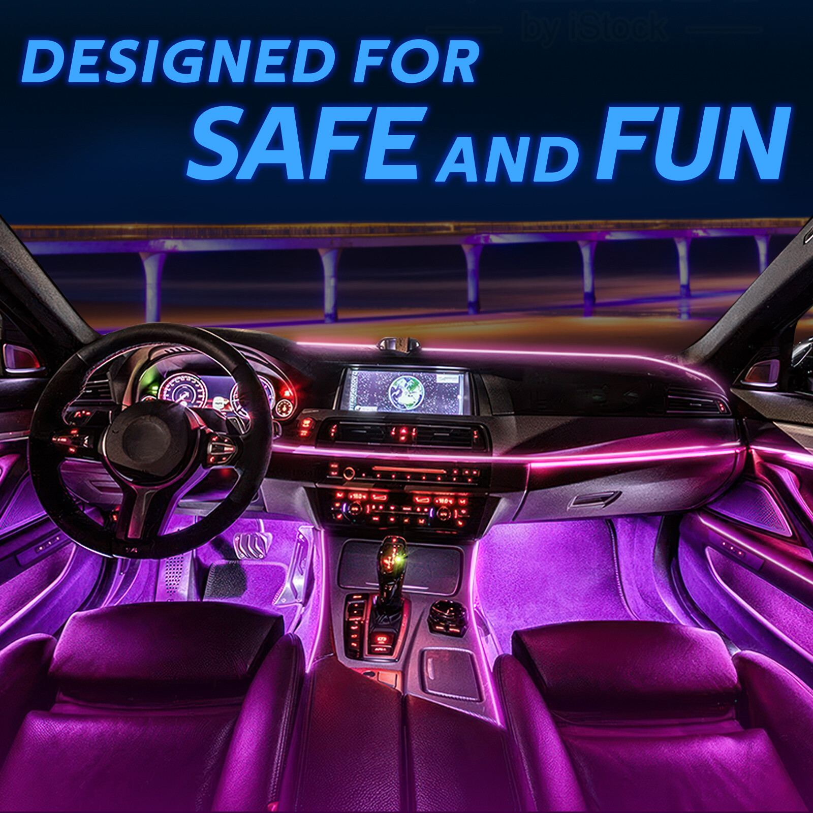 10M RGB 8 LED Car Interior Ambient Guide Light Strip Decor Atmosphere Door Light