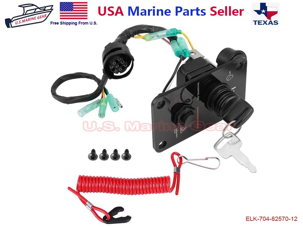 Ignition Key Switch Panel for Yamaha Outboard Remote Control Box 704-82570