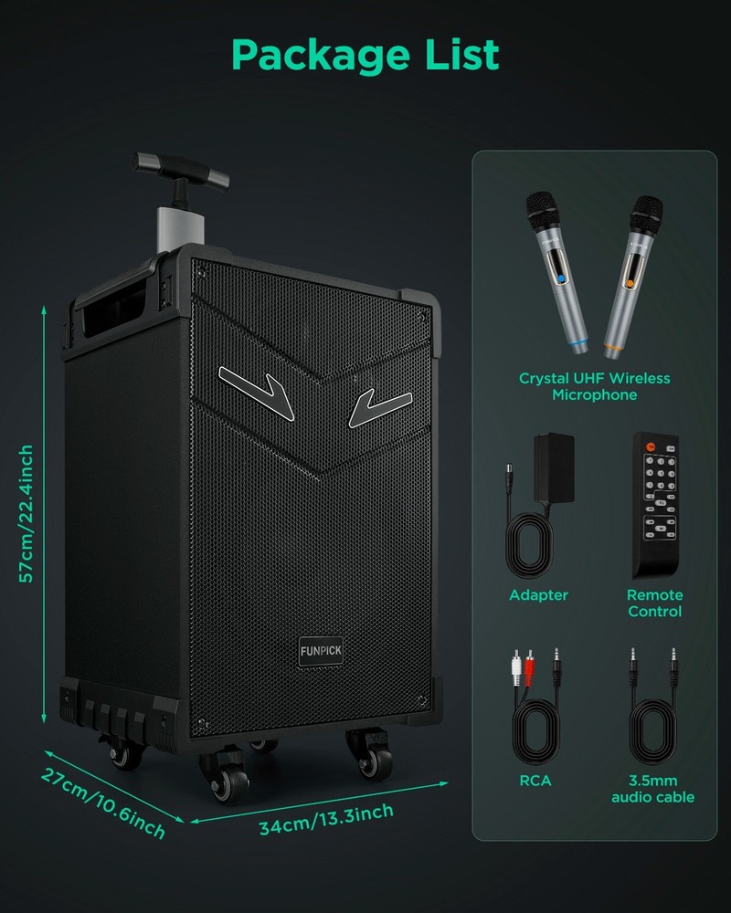 Karaoke Machine - Bluetooth Speaker with Wireless Microphone