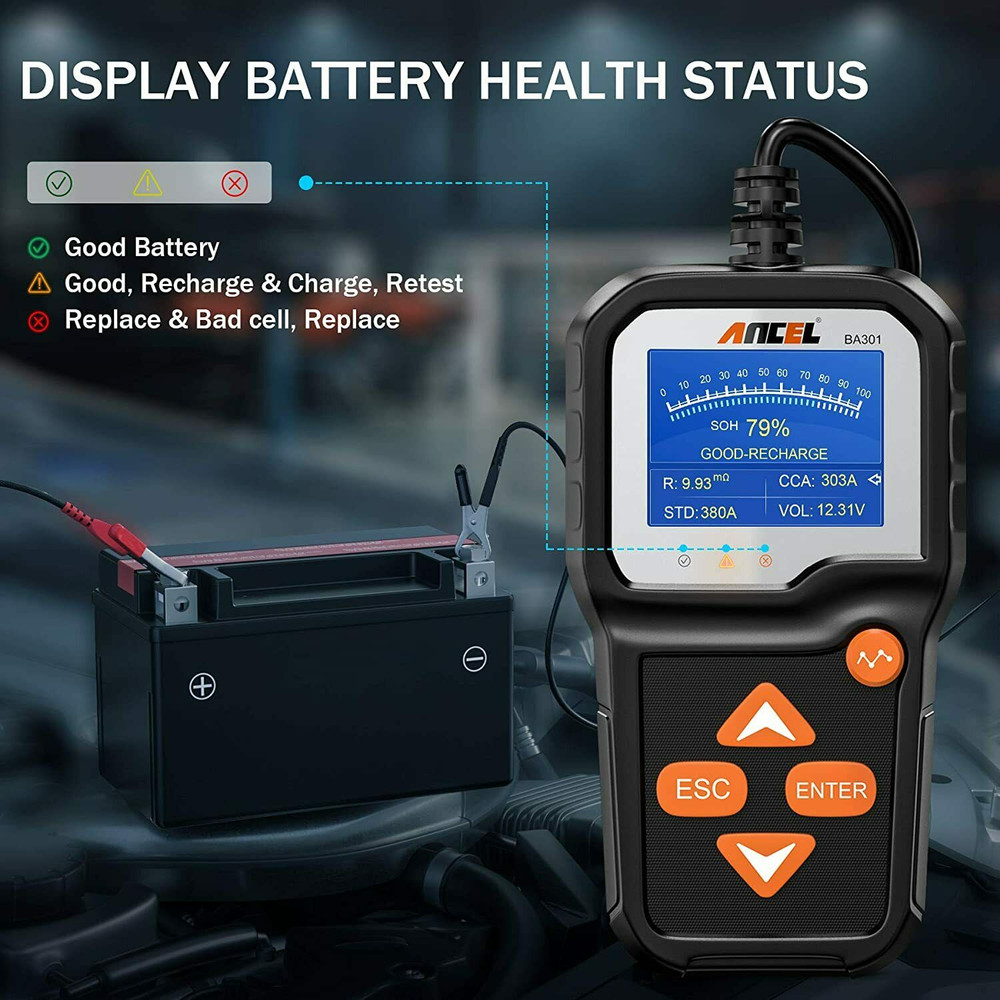 ANCEL BA301 Car Battery Testers Battery Load Cranking Charging Voltage Analyzer