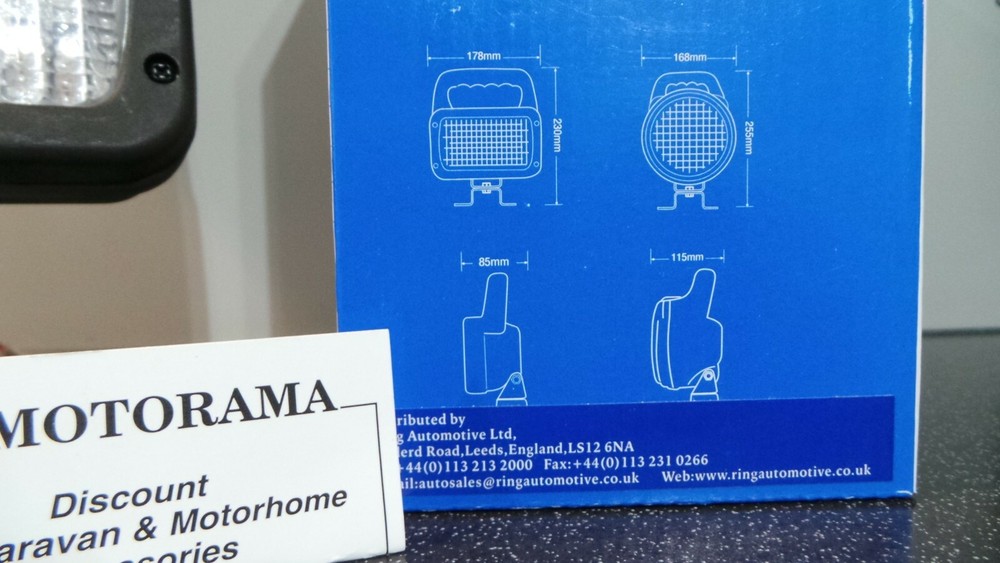 RING SWITCHED WORKLAMP 12/24 VOLT RCV9550 RECTANGULAR HALOGEN BRIGHT/LONG BEAM