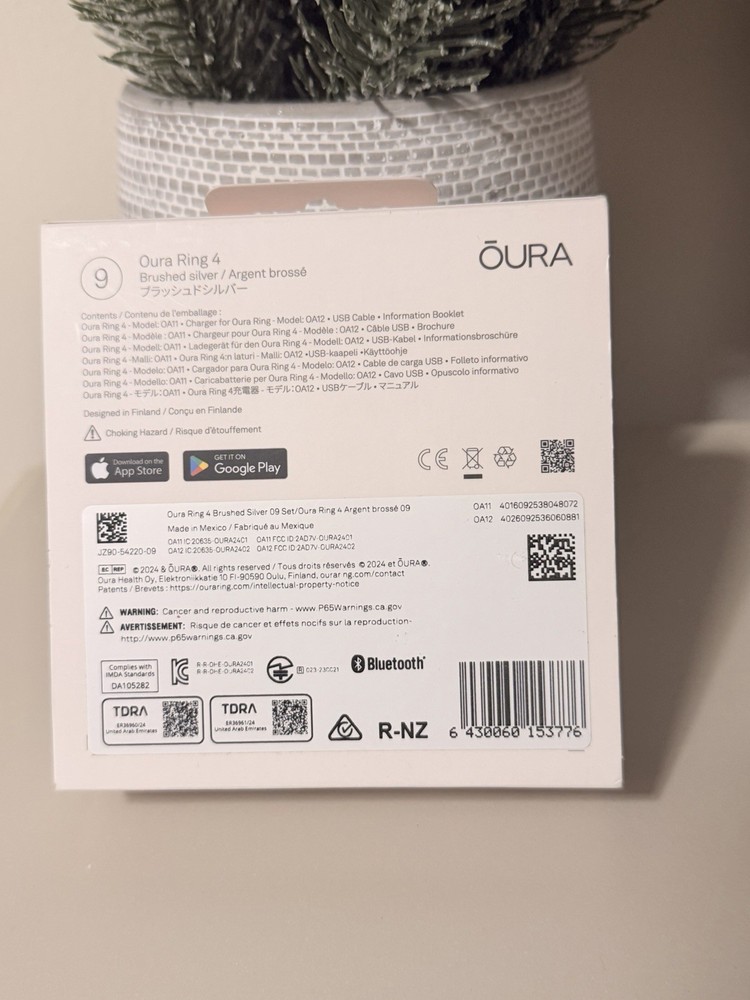 Oura Ring 4 Brushed Silver Size 9