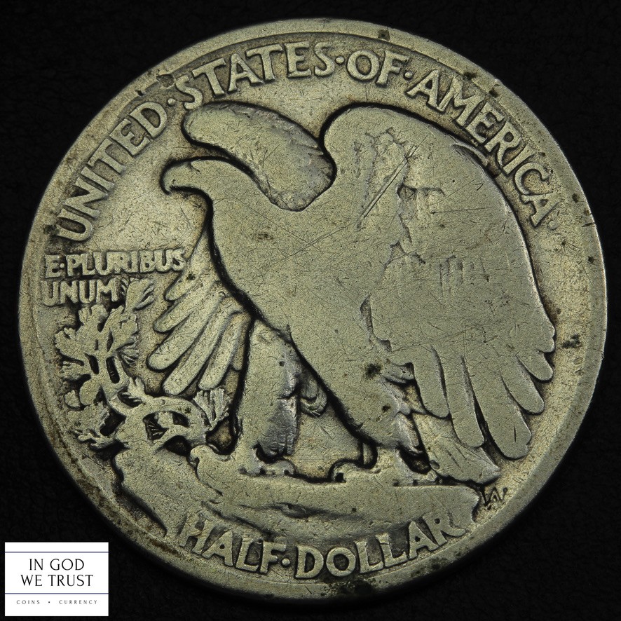 1921 Walking Liberty Silver Half Dollar 50C - Cleaned