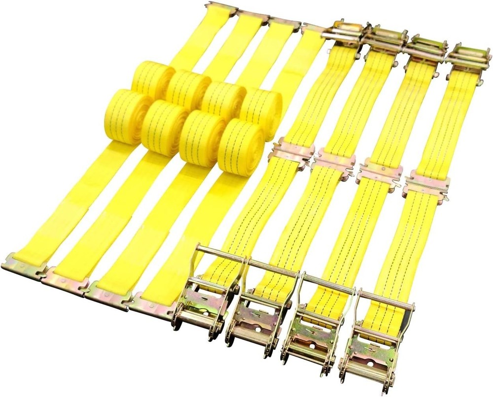 Durable 8 Pack Nylon 2" x 15' E-Track Ratchet Straps - Quick Release & Secure
