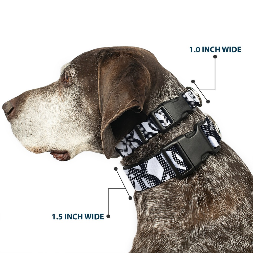 Plastic Clip Collar Peace Dots White/Black Medium 11-16.5"