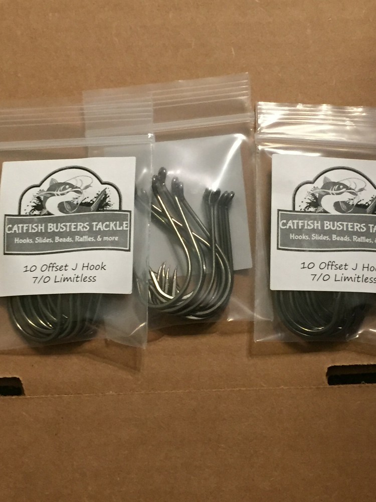 3pks 30pc CATFISH BUSTERS (LIMITLESS) 7/0 OFFSET J HOOKS! FOR TROPHY FISH