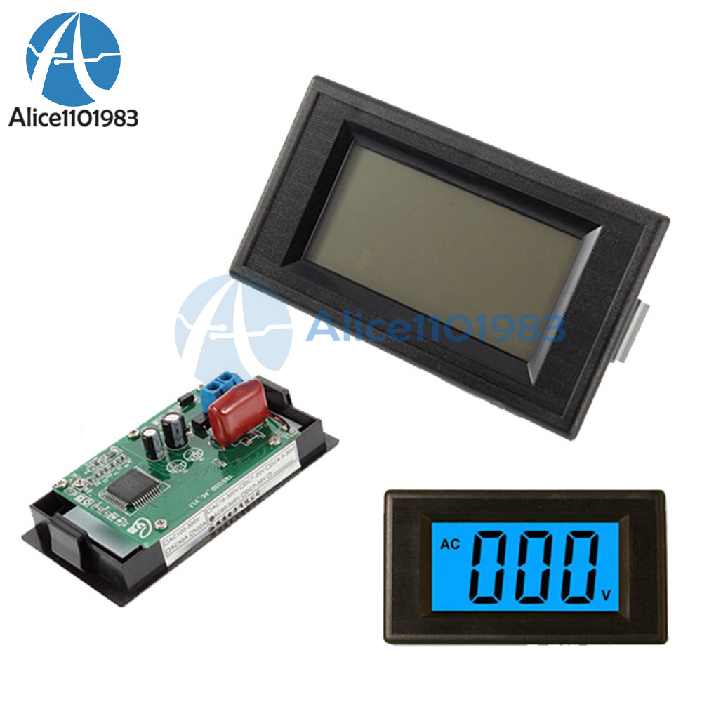 2/4-wire Digital Blue AC 0-500V Voltmeter Panel LCD Alternating Voltage Meter
