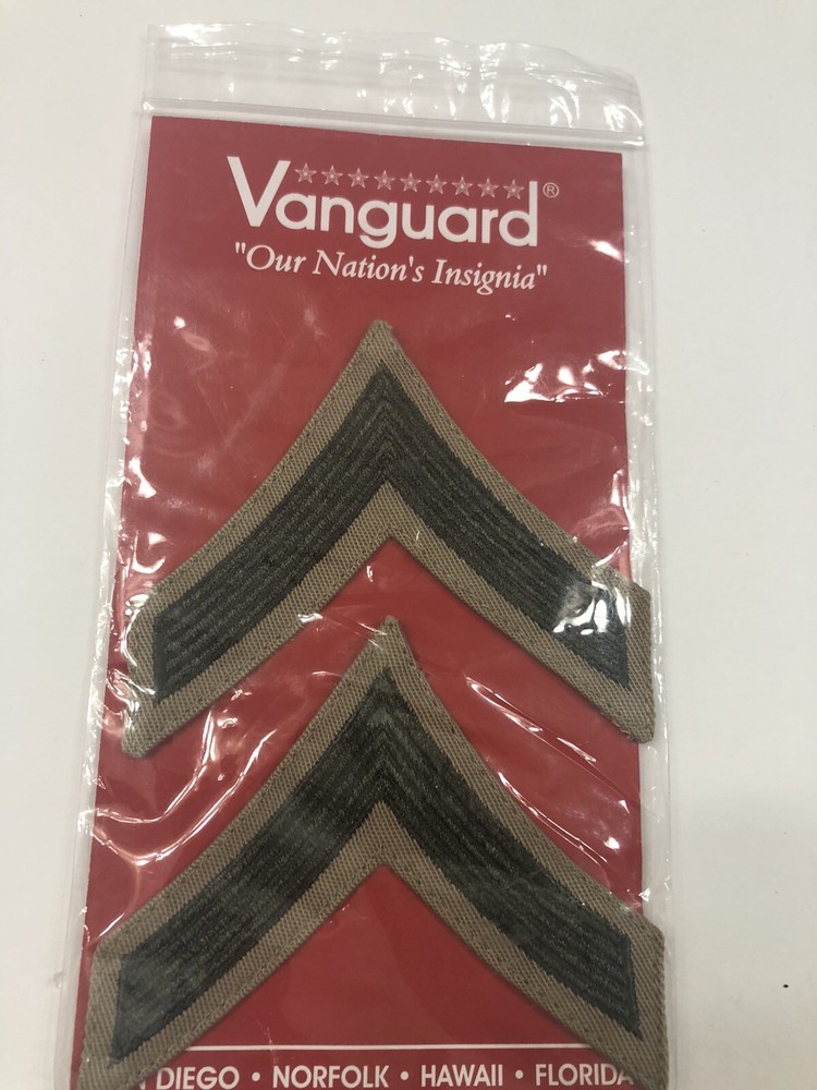 USMC Private First Class PFC Marines Chevrons PATCH set Green / Red & Brown /Red