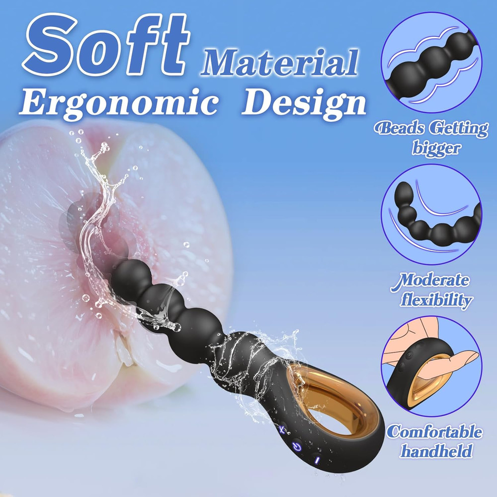 Vibrating Anal Beads Butt Plug Rechargeable Flexible Anal Plug Prostate Massager