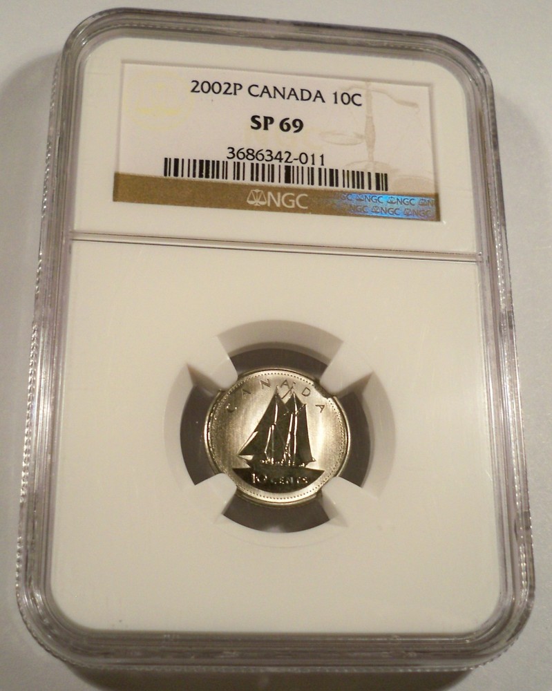 2002-P CANADA NGC SP69 DIME 10c REVERSE PROOF TYPE SPECIMEN MS 69