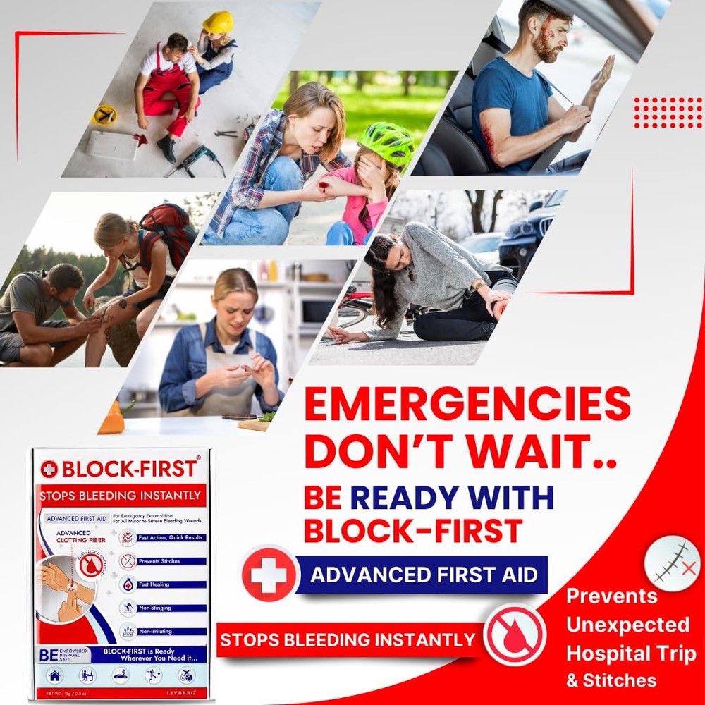 Advanced First Aid Kit– Stops Bleeding Instantly & Prevents Stitches, Trauma ...