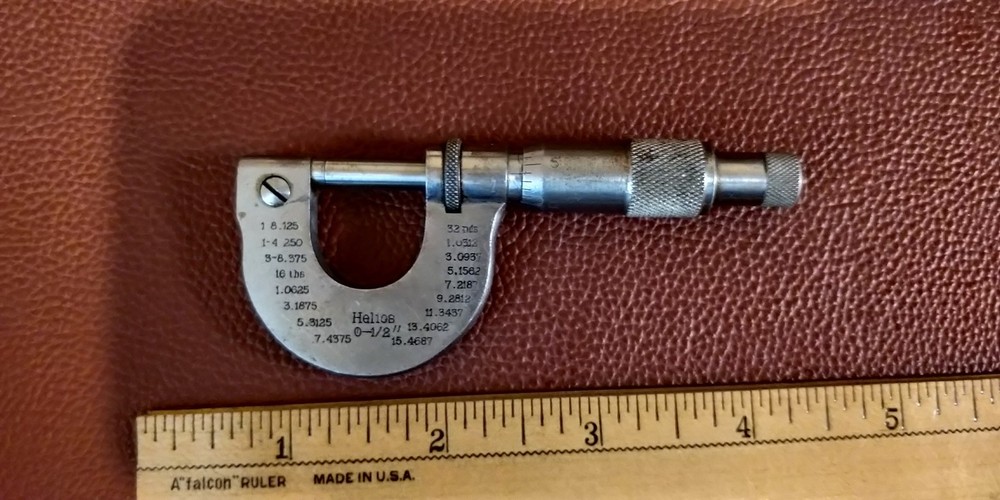 Vintage Helios Outside Micrometer 0-1/2" Range MINI