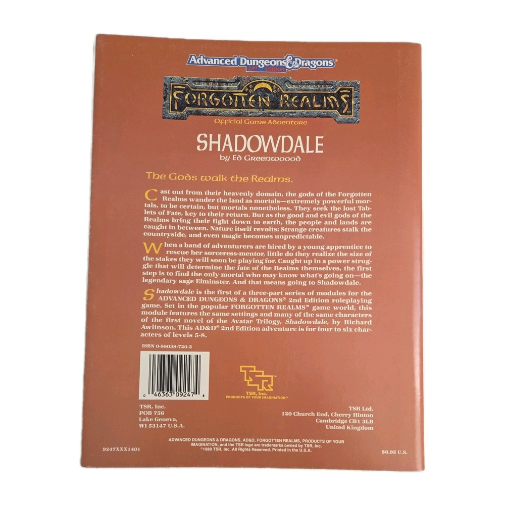 Advanced Dungeons & Dragons Module FRE1 Shadowdale WITH MAP - TSR 9247