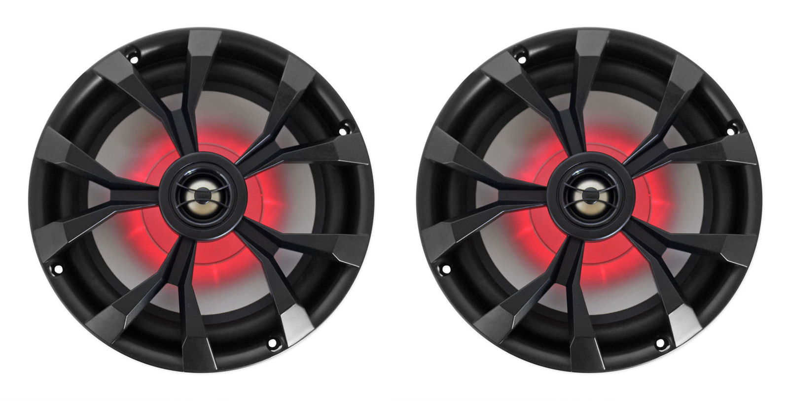 Pair Rockville RKL80MB 8" 900 Watt Black 2-Way Marine Boat Speakers w/LED's