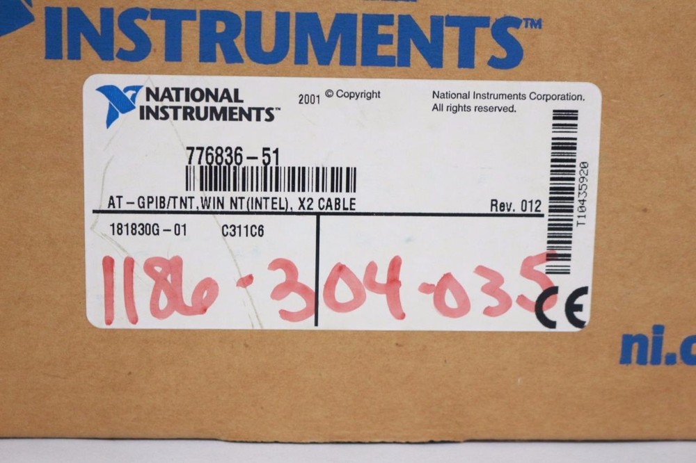 National Instruments 181830G-01 , AT-GPIB/TNT, Win NT (Intel), X2 Cable
