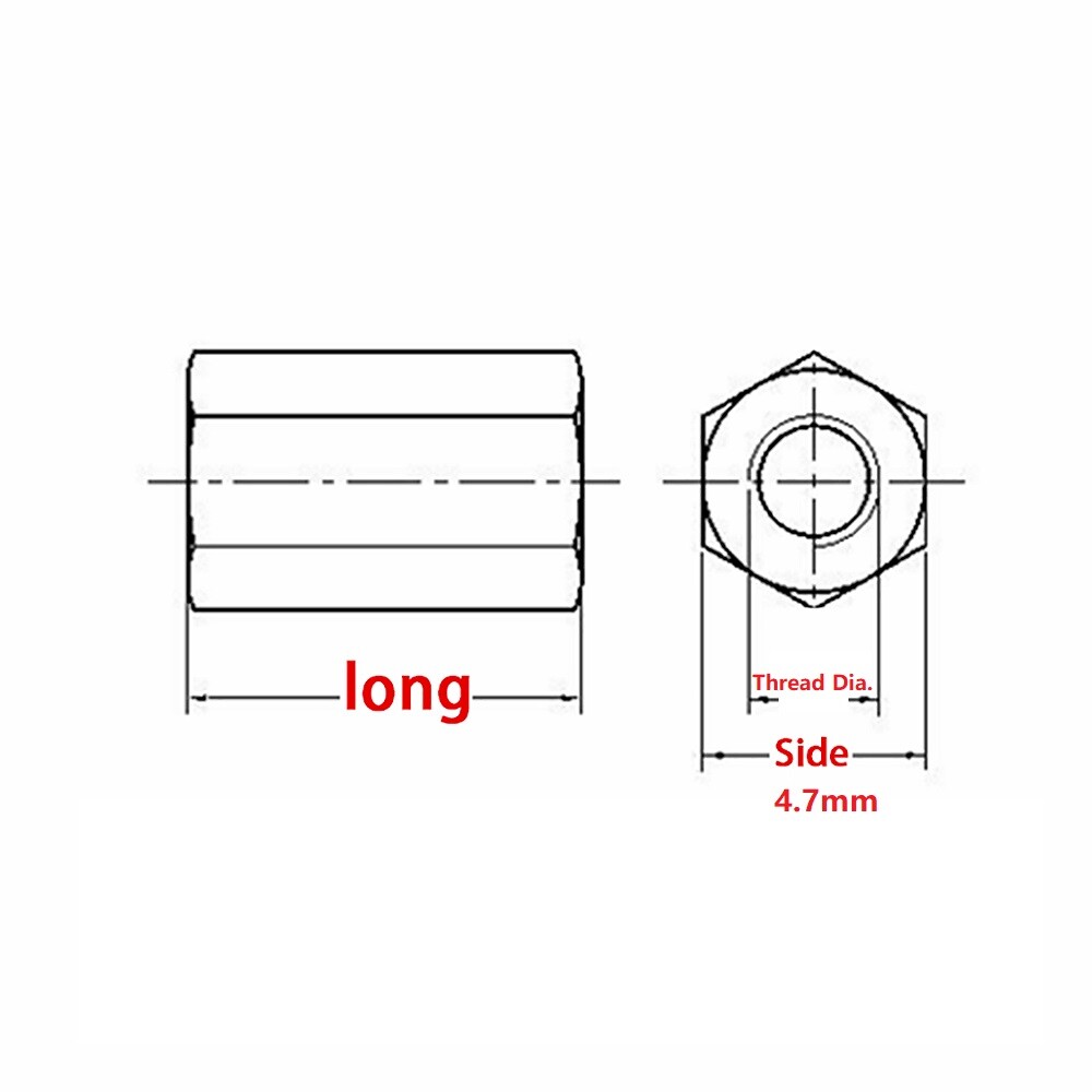 6# SOLID BRASS HEX STANDOFF NUT/THREADED HEX CONNECTOR/SPACER STANDOFF NUT COLOR